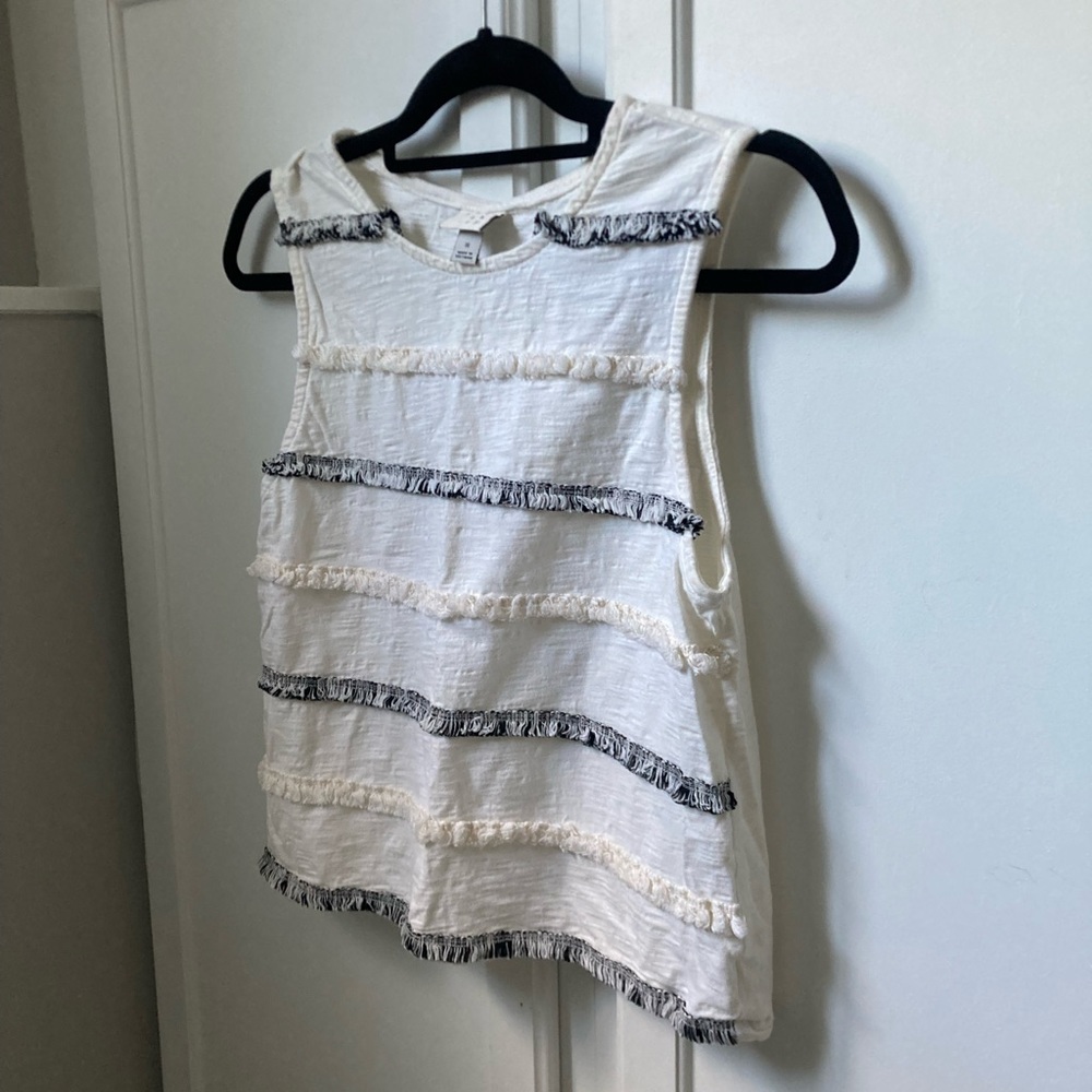 Target A New Day Women's Cream Ivory Fringe Sleeveless Top - Size S
